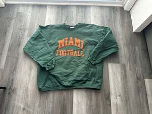 Vintage Miami Hurricanes Football Reverse Weave Crewneck Sweatshirt Green